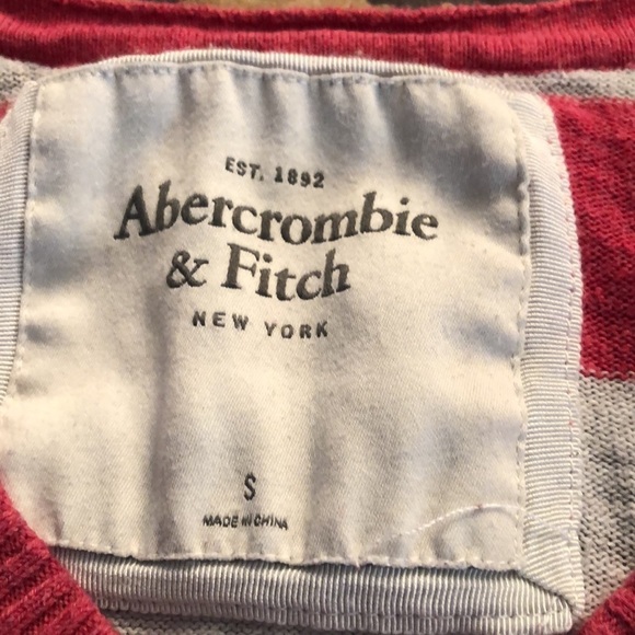 Abercrombie & Finch size small pink / gray striped cardigan - Picture 2 of 7